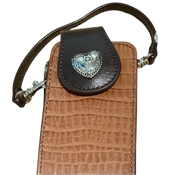 Langdon Leather Manhattan Cell Phone Case Croc Embossed Faux Brown‎ Clip - Picture 3 of 9